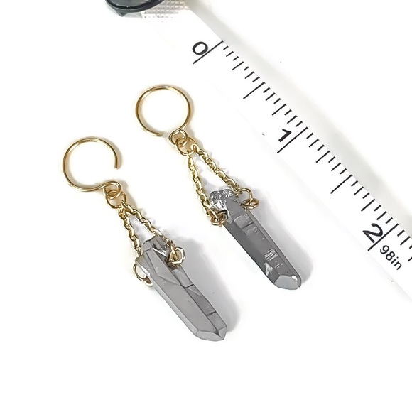 14KYGF Crystal Quartz Point Earrings - Picture 2 of 12